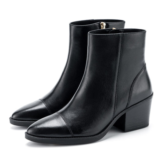 Block Heel Ankle Boot - 6057_AB_25144_BK