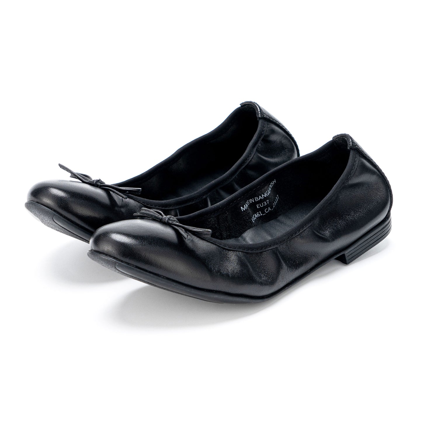 ERICA 真皮可折疊芭蕾舞鞋-經典黑