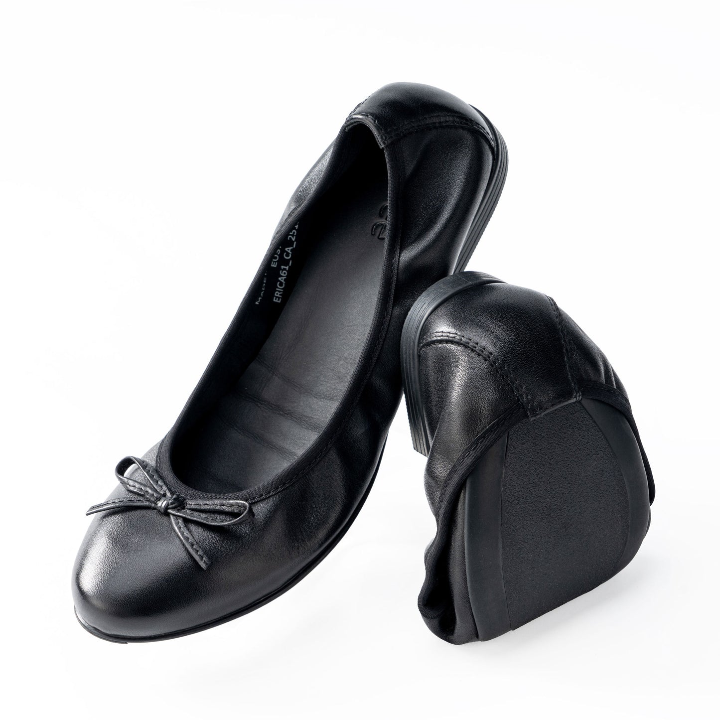 ERICA 真皮可折疊芭蕾舞鞋-經典黑