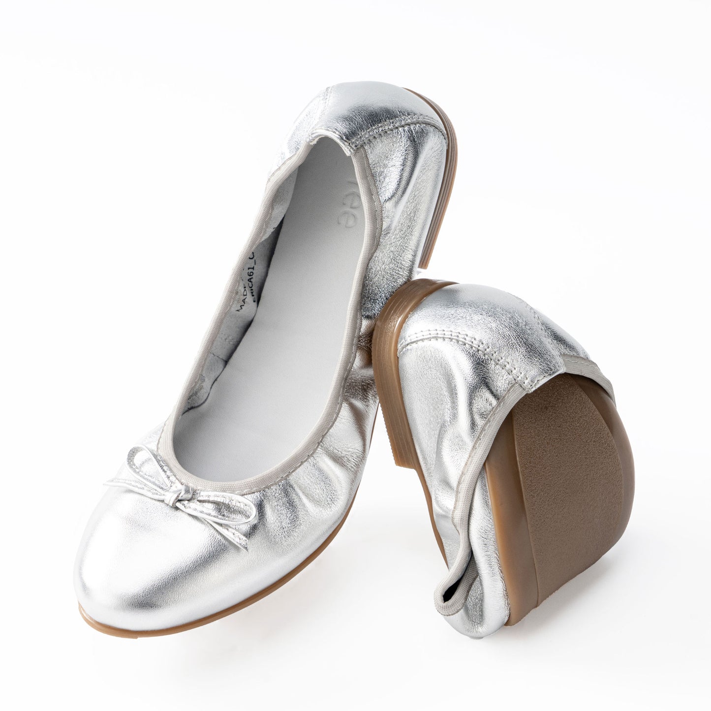 ERICA 真皮可折疊芭蕾舞鞋-氣質銀