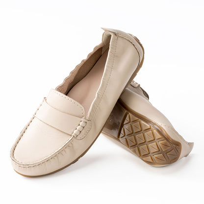 MARABELLA Genuine Leather Comfortable Simple Loafers - Gentle Apricot