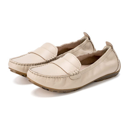 MARABELLA Genuine Leather Comfortable Simple Loafers - Gentle Apricot