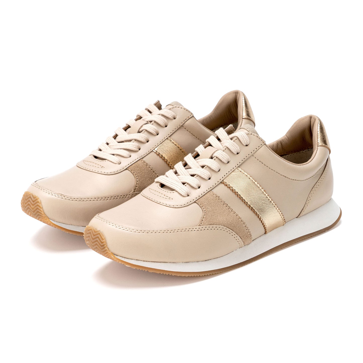 FILOMINA Textured Mixed-Material Leather Casual Shoes - Milk Tea Apricot