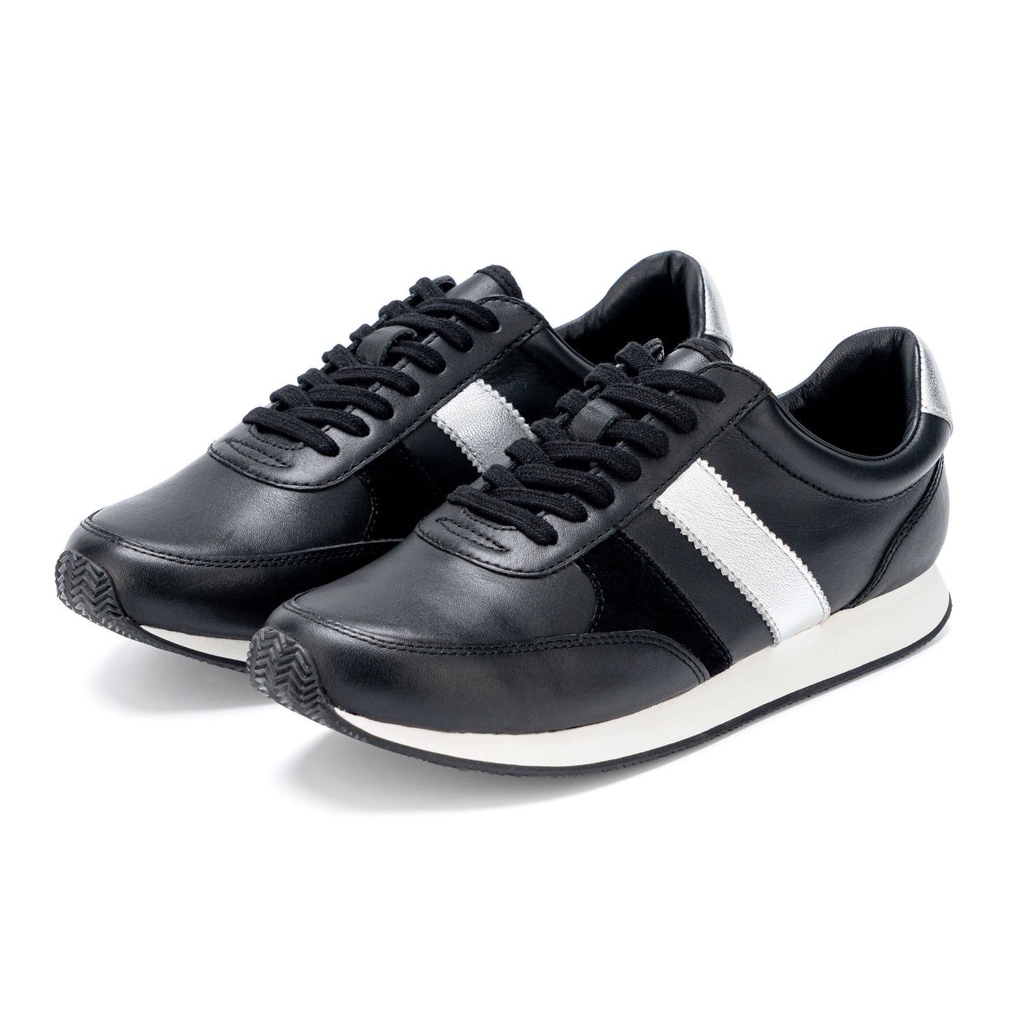 FILOMINA Textured Mixed-Material Genuine Leather Casual Shoes - Starry Night Black