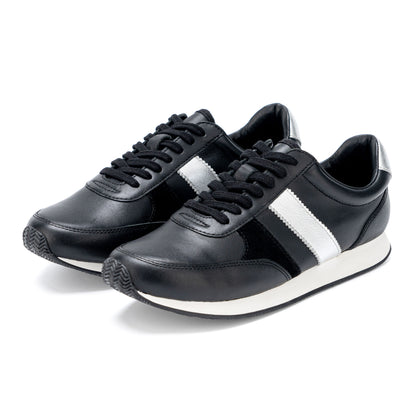 FILOMINA Textured Mixed-Material Genuine Leather Casual Shoes - Starry Night Black
