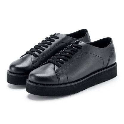 MEAVA Genuine Leather Strappy Platform Sneakers - Classic Black