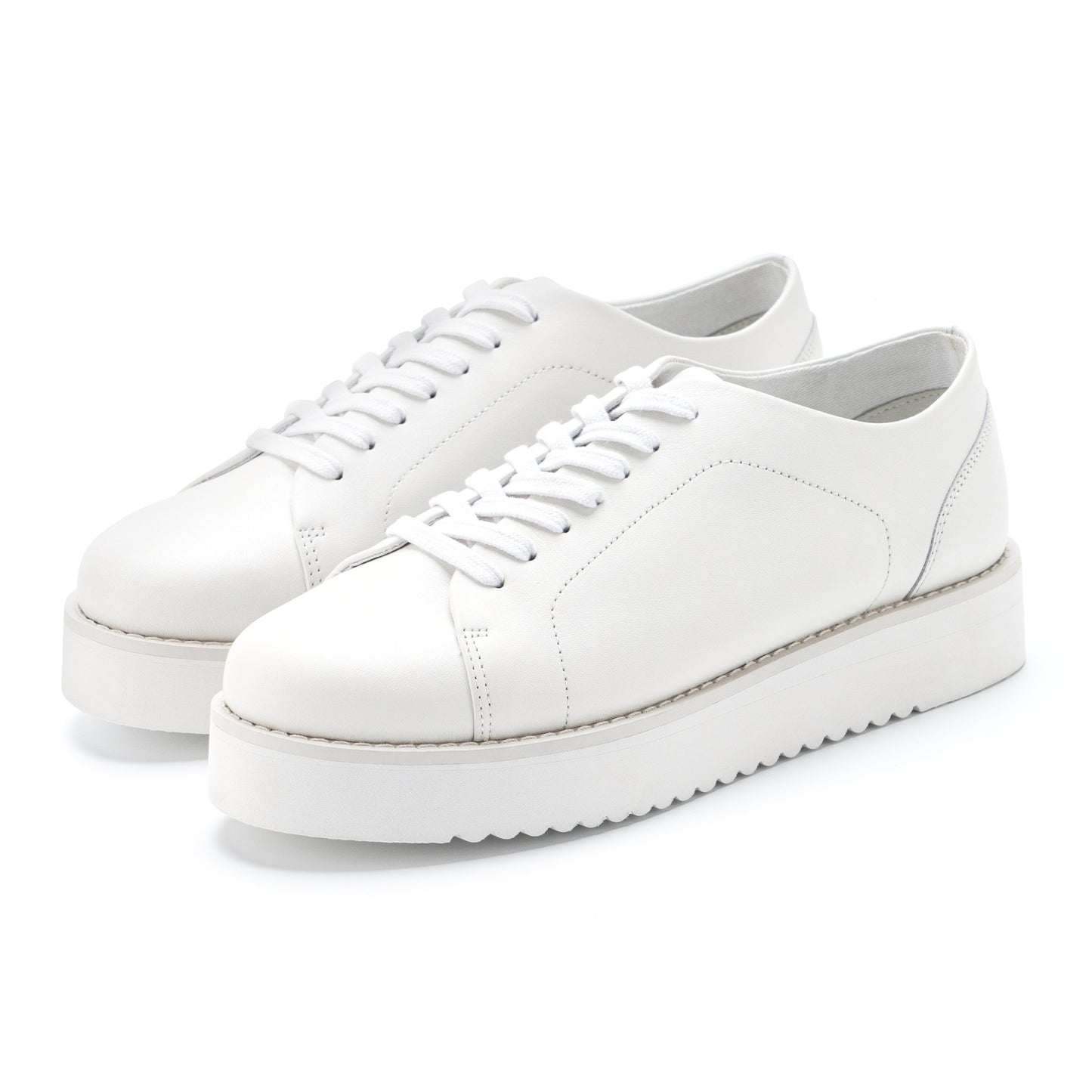 MEAVA Leather Strappy Platform Casual Shoes - Elegant White
