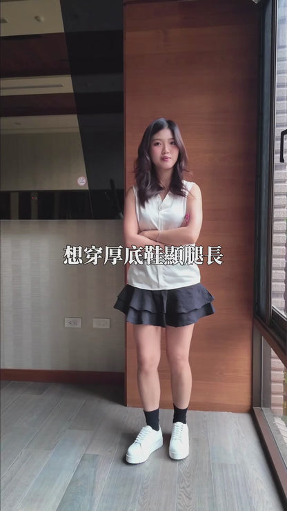 MAEVA 真皮綁帶厚底休閒鞋-氣質白